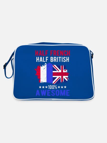 Halb Franzose Halb Brite - Retro Tasche - Blau/Weiß - Hinten