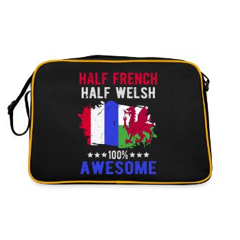 Halb Franzose Halb Waliser - Retro Tasche - Schwarz/Gold - Hinten