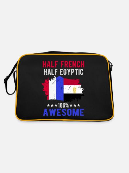 Halb Franzose Halb Ägypter - Retro Tasche - Schwarz/Gold - Hinten