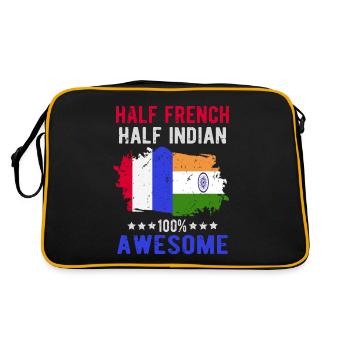 Halb Franzose Halb Inder - Retro Tasche - Schwarz/Gold - Hinten