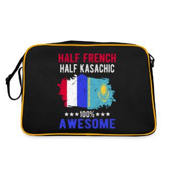 Halb Franzose Halb Kasache - Retro Tasche - Schwarz/Gold - Hinten