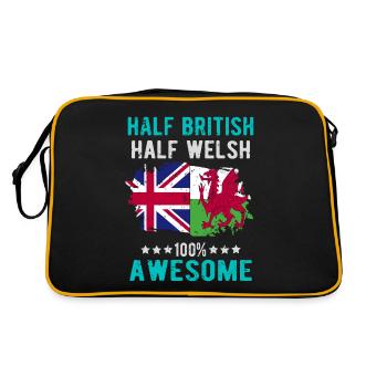 Halb Brite Halb Waliser - Retro Tasche - Schwarz/Gold - Hinten