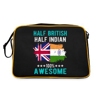 Halb Brite Halb Inder - Retro Tasche - Schwarz/Gold - Hinten