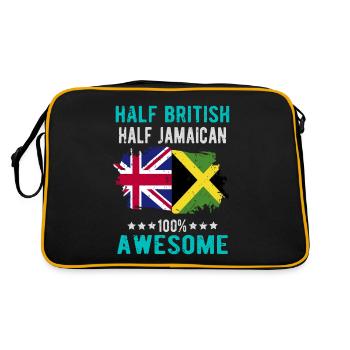 Halb Brite Halb Jamaikaner - Retro Tasche - Schwarz/Gold - Hinten