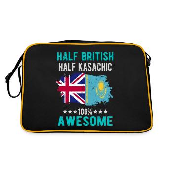 Halb Brite Halb Kasache - Retro Tasche - Schwarz/Gold - Hinten