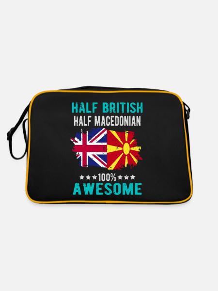 Halb Brite Halb Makedonier - Retro Tasche - Schwarz/Gold - Hinten