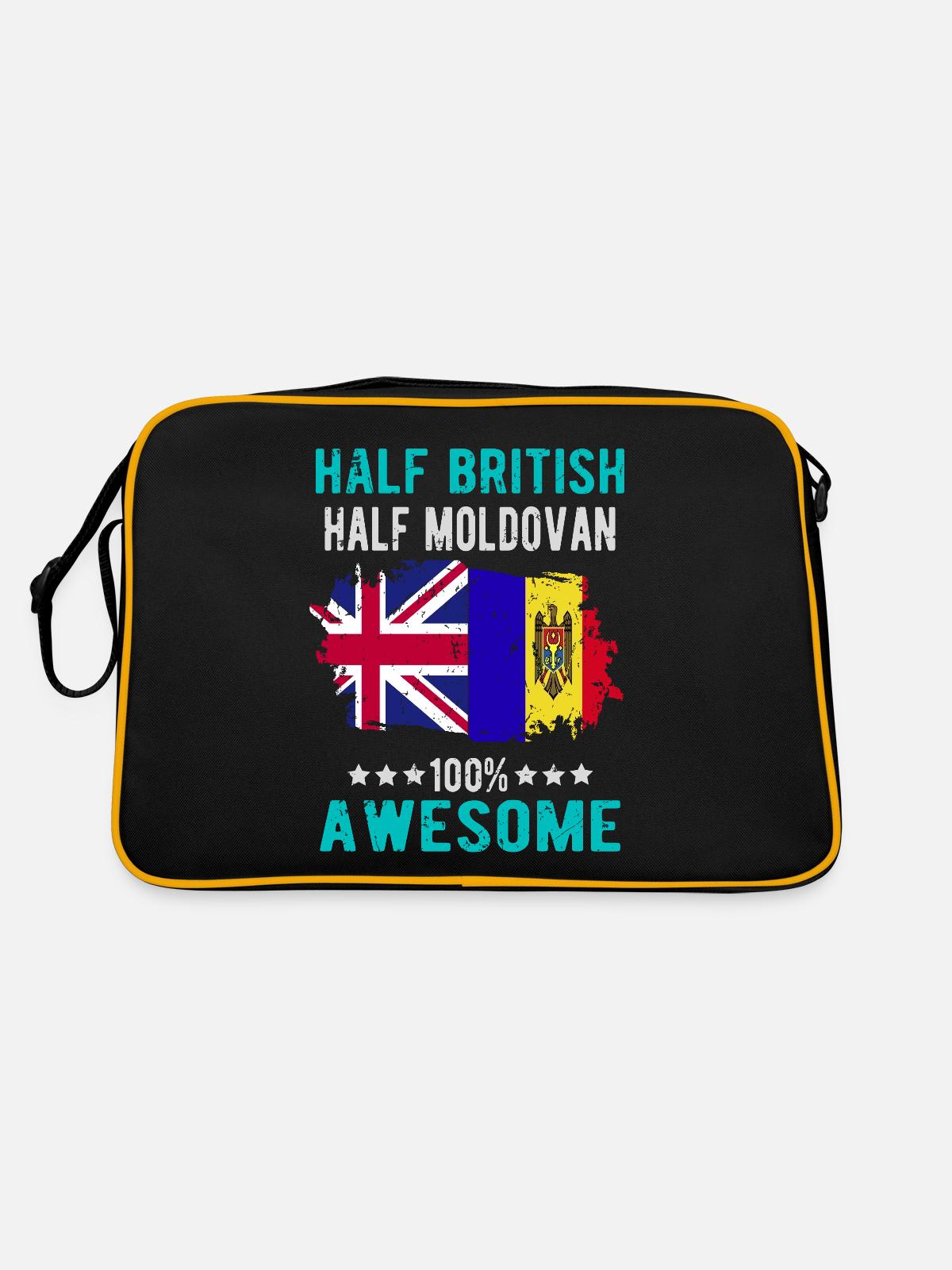 Half British Half Moldovan - Retro Bag - black/gold - Back