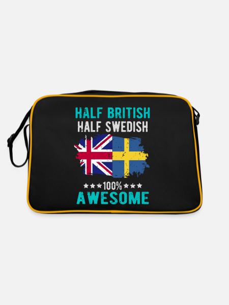 Halb Brite Halb Schwede - Retro Tasche - Schwarz/Gold - Hinten