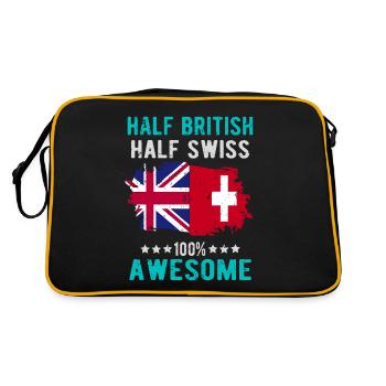 Halb Brite Halb Schweizer - Retro Tasche - Schwarz/Gold - Hinten