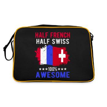 Halb Franzose Halb Schweizer - Retro Tasche - Schwarz/Gold - Hinten