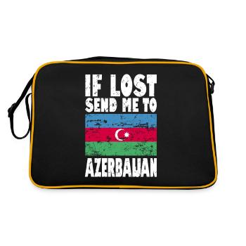 Azerbaijan Flagge Spruch - Retro Tasche - Schwarz/Gold - Hinten