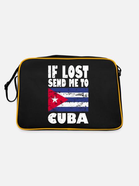 Kuba Flagge Spruch - Retro Tasche - Schwarz/Gold - Hinten