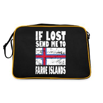 Färöer Flagge Spruch - Retro Tasche - Schwarz/Gold - Hinten