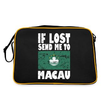 Macau Flagge Spruch - Retro Tasche - Schwarz/Gold - Hinten