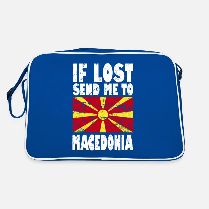 Mazedonien Flagge Spruch Retro Tasche