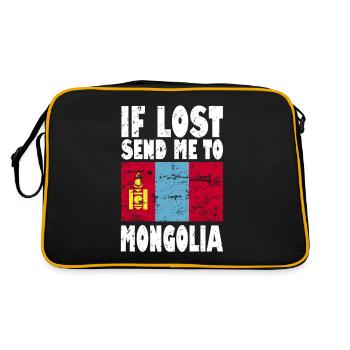 Mongolia Flag Saying - Retro Bag - black/gold - Back