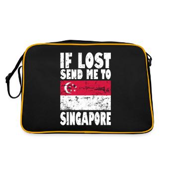 Singapur Flagge Spruch - Retro Tasche - Schwarz/Gold - Hinten