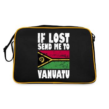 Vanuatu Flagge Spruch - Retro Tasche - Schwarz/Gold - Hinten