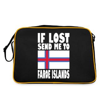 Färöer Flagge Spruch - Retro Tasche - Schwarz/Gold - Hinten