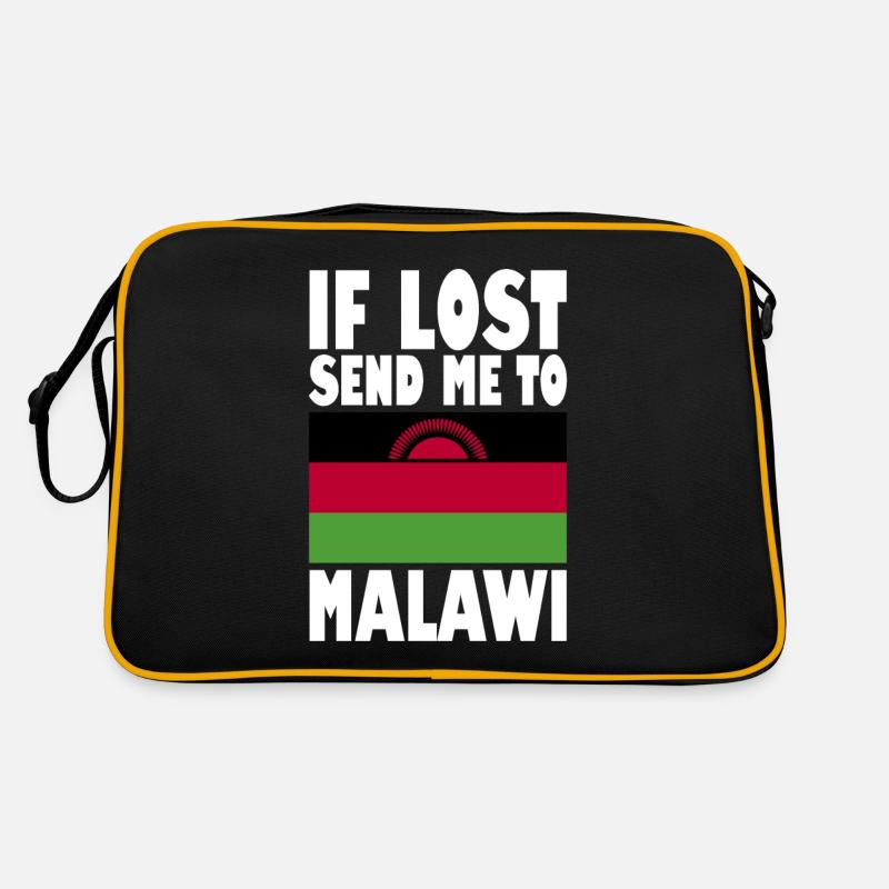Malawi Flagge Spruch - Retro Tasche - Schwarz/Gold
