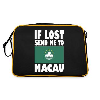 Macau Flagge Spruch - Retro Tasche - Schwarz/Gold - Hinten