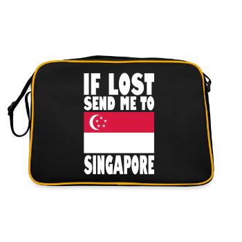 Singapur Flagge Spruch - Retro Tasche - Schwarz/Gold - Hinten