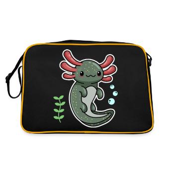 Enigma Axolotl Design für Axolotl-Liebhaber - Retro Tasche - Schwarz/Gold - Hinten