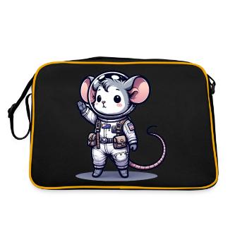 Cute Mouse Astronaut - Retro Bag - black/gold - Back