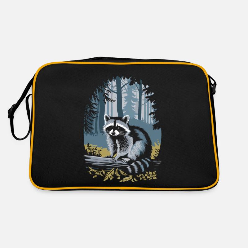 Waschbär im Cottagecore Wald Retro Tasche
