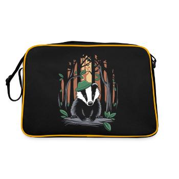 Cottagecore Badger In The Mystic Forest - Retro Bag - black/gold - Back