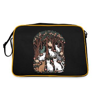 Cat paradise in the cottagecore forest idyll - Retro Bag - black/gold - Back