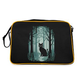 Cottagecore Magical Forest Cat in Fairytale Forest - Retro Bag - black/gold - Back