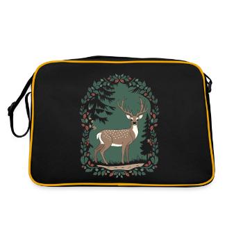 Scène magique de cerf dans le style de base du chalet - Sac Retro - noir/or - Dos