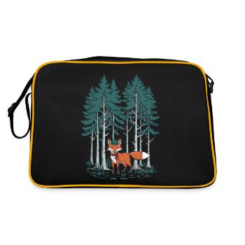 Fuchs Im Wald Cottagecore Stil - Retro Tasche - Schwarz/Gold - Hinten