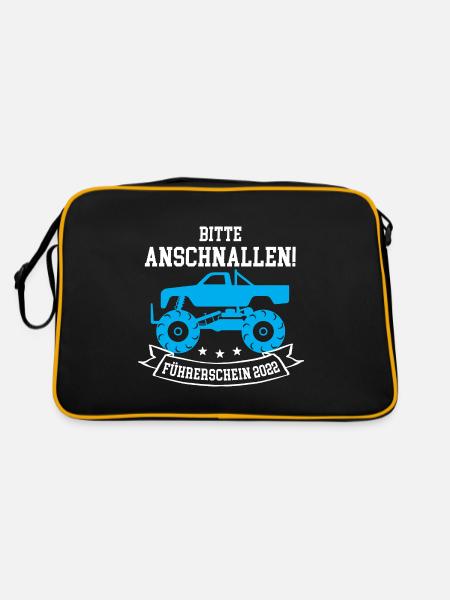 Führerschein 2022 Bestanden - Retro Tasche - Schwarz/Gold - Hinten