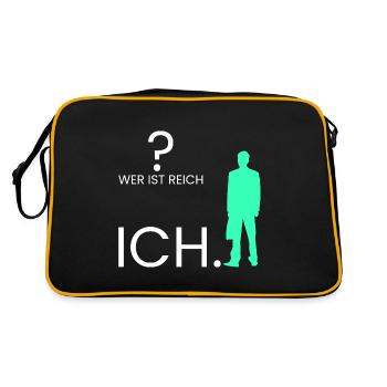 Wer ist reich? Ich. - Retro Tasche - Schwarz/Gold - Hinten