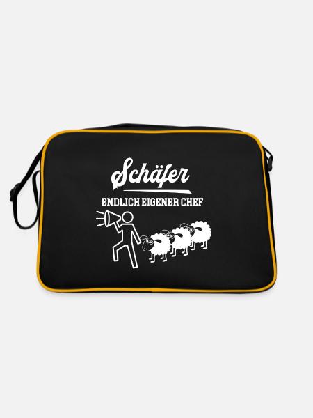Schäfer Endlich Eigener Chef Schäferei Meister - Retro Tasche - Schwarz/Gold - Hinten