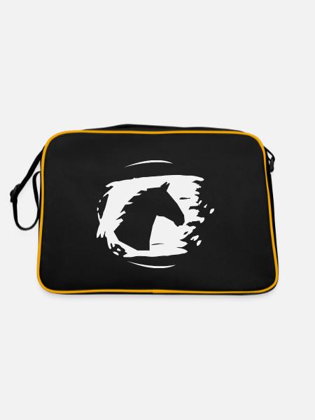 Horse Stallion Ross Mare Equestrian Sport - Retro Bag - black/gold - Back
