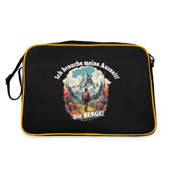 Wandern Auszeit in der Natur und den Bergen - Retro Tasche - Schwarz/Gold - Hinten