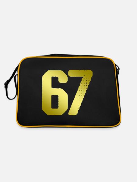 67 Zahl Trikot - Retro Tasche - Schwarz/Gold - Hinten