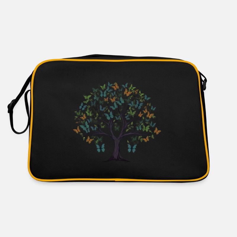 Schmetterlingsbaum Bunte Schmetterlinge Fliegen Retro Tasche