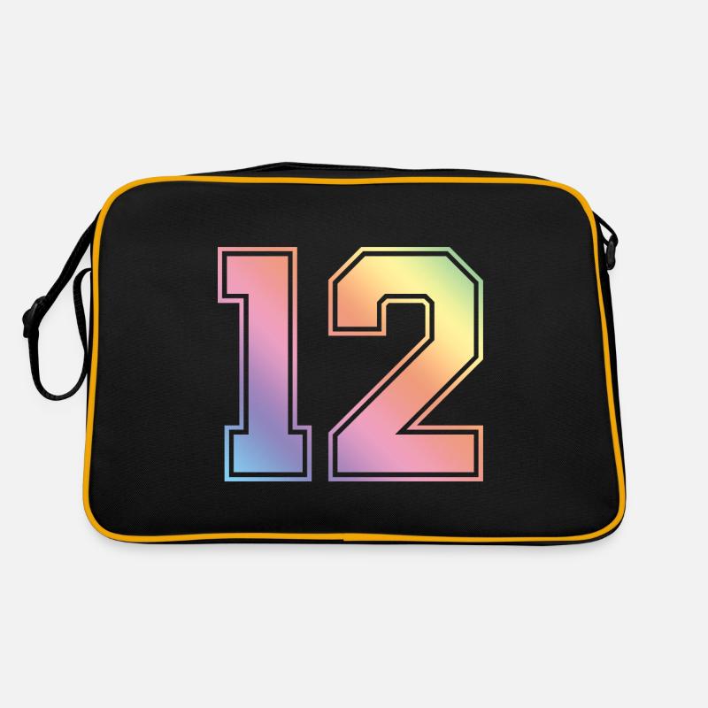 12 Zahl Bunt Retro Tasche