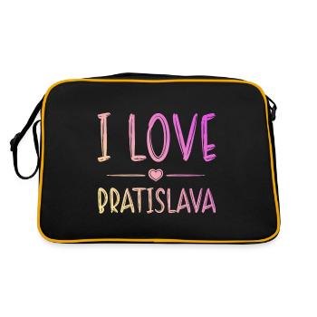 I Love Bratislava - Retro Tasche - Schwarz/Gold - Hinten