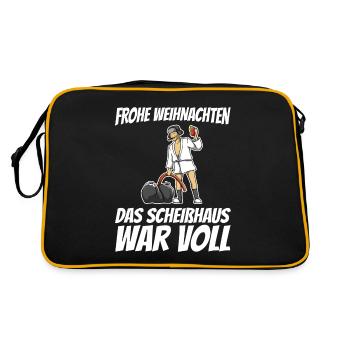 Schöne Bescherung - Frohe Weihnachten - Retro Tasche - Schwarz/Gold - Hinten