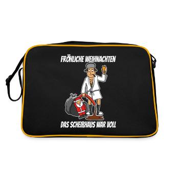 Schöne Bescherung - Frohe Weihnachten - Retro Tasche - Schwarz/Gold - Hinten
