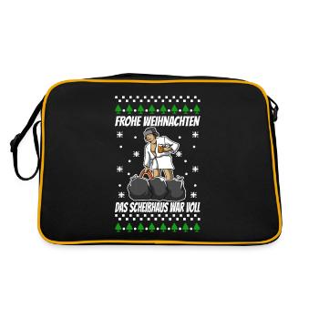 Frohe Weihnachten das Scheißhaus war voll - Retro Tasche - Schwarz/Gold - Hinten
