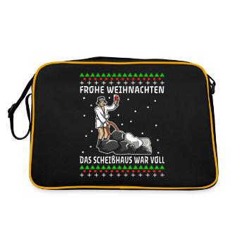 Frohe Weihnachten das Scheißhaus war voll - Retro Tasche - Schwarz/Gold - Hinten