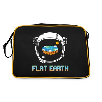 Flache Erde Astronaut Sonne Mond - Flat Earth - Retro Tasche - Schwarz/Gold - Hinten