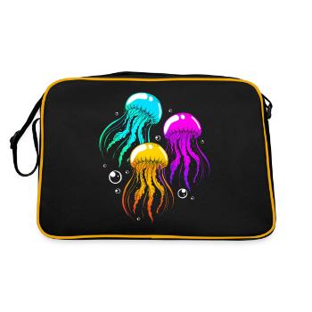 Qualle - Retro Tasche - Schwarz/Gold - Hinten