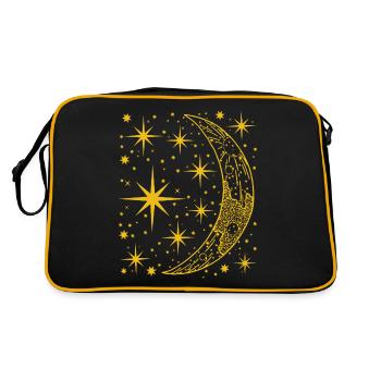 Croissant de lune. Ciel nocturne - Sac Retro - noir/or - Dos